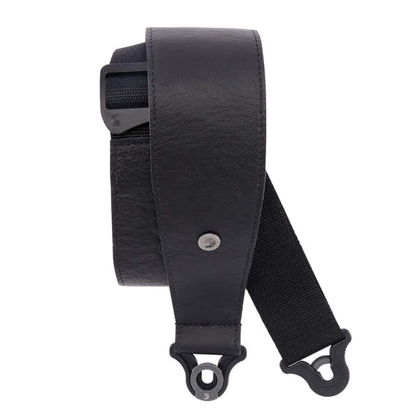 COMFORT LEATHER AUTO LOCK GUITAR STRAP BLACK