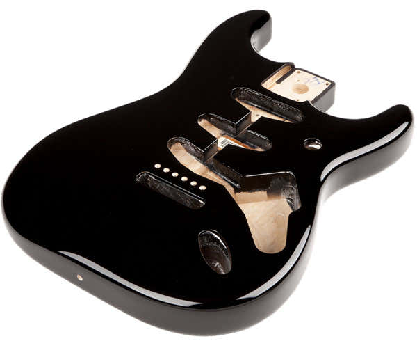 CLASSIC 60'S STRATOCASTER SSS-Erlenkorpus mit Vintage-Brückenmontage, Schwarz