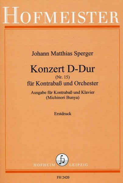 SPERGER JOHANN MATTHIAS - KONZERT D-DUR N°15 - CONTREBASSE & PIANO