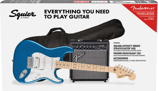 Squier Stratocaster HSS Affinity Pack MN Blu Lake Placid