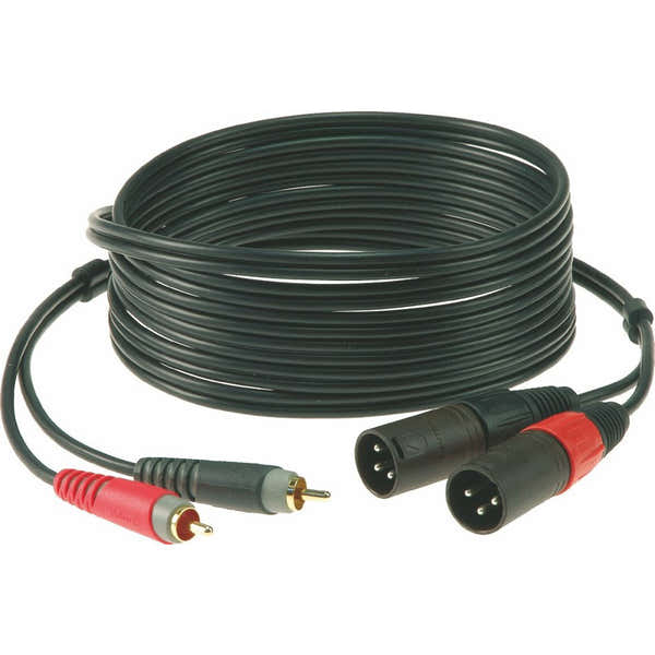 Klotz TWINCABLE BLACK 3M 2X RCA - 2X XLR 3 MALE