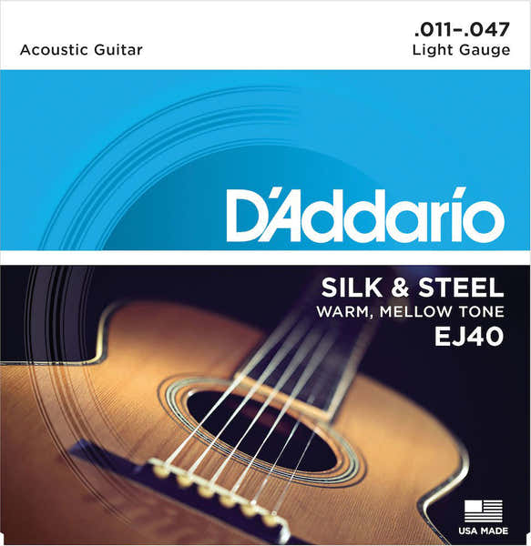 D'ADDARIO EJ40 SILK & STEEL FOLK GUITAR STRINGS 11-47