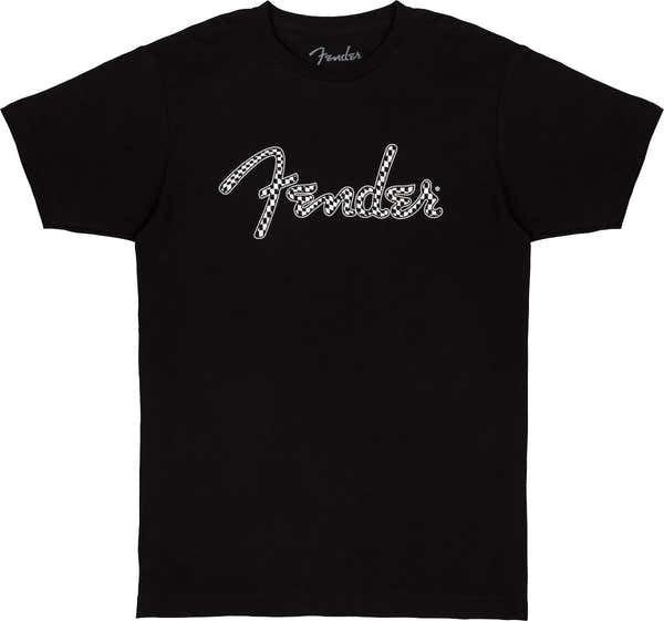 "M" Spaghetti Wavy Checker Logo Tee Black