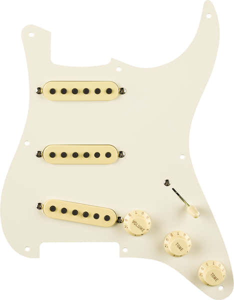 Fender Pre-wired Strat Pickguard Eric Sign. parchment 8 Hole Pg