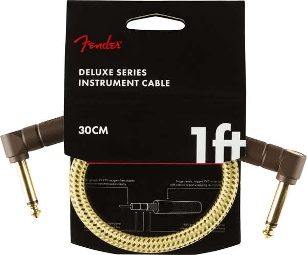 Fender DELUXE INSTRUMENT CABLE ANGLE/ANGLE 1' TWEED