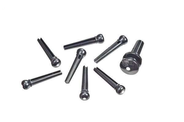 Bridge Pins With End Pin Set Ebony With Ivory Dot