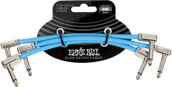 Ernie Ball Cable Patch Flex 15CM - Pack 3 Bleu