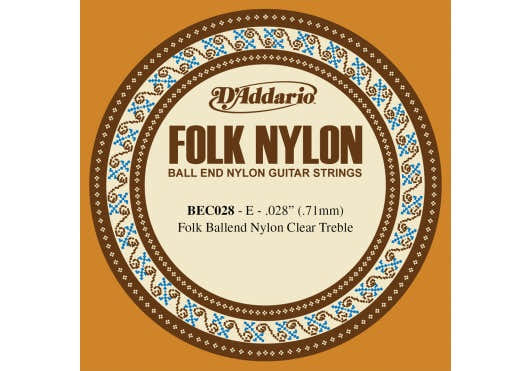 BEC028 Folk Nylon Guitar Clear Nylon Ball End 28