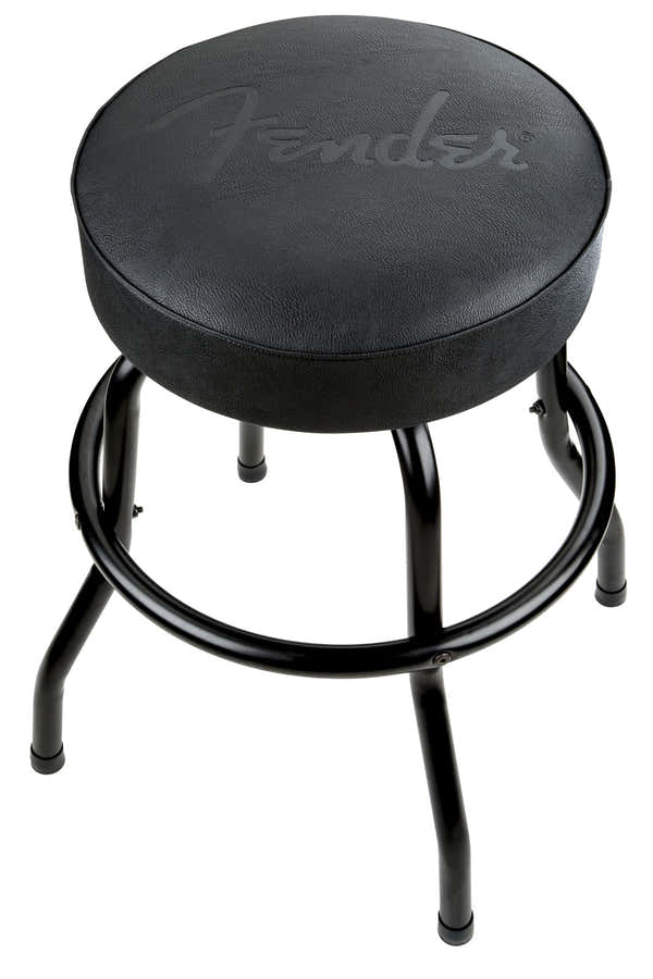 Barhocker mit geprägtem schwarzem Logo Schwarz-Schwarz 24"