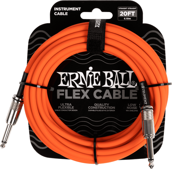 Ernie Ball Câbles Instrument Flex Jack/jack 6M Orange