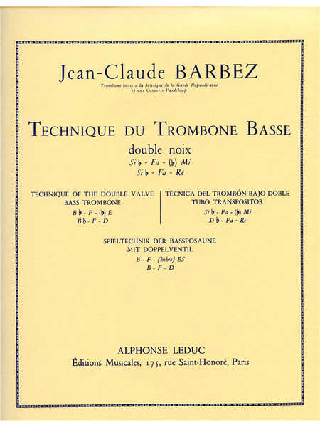 Barbez JEAN-claude - Technique Du Trombone Basse