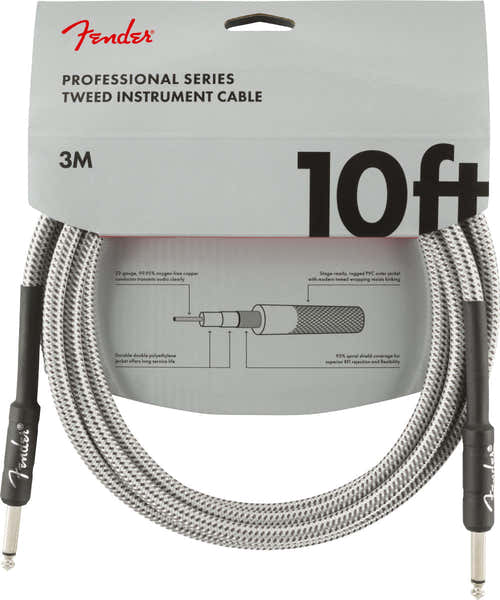 Fender PROFESSIONAL INSTRUMENT CABLE 10' WHITE TWEED