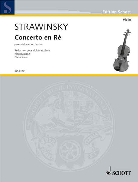 Stravinsky Igor - Concerto En Re Pour Violon Et Orchestre - Reduction Violon Piano