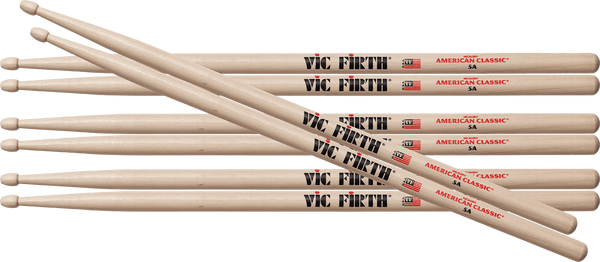 Vic Firth P5A.3-P5A.1 - 4 paires d'American Classic Hickory 5A