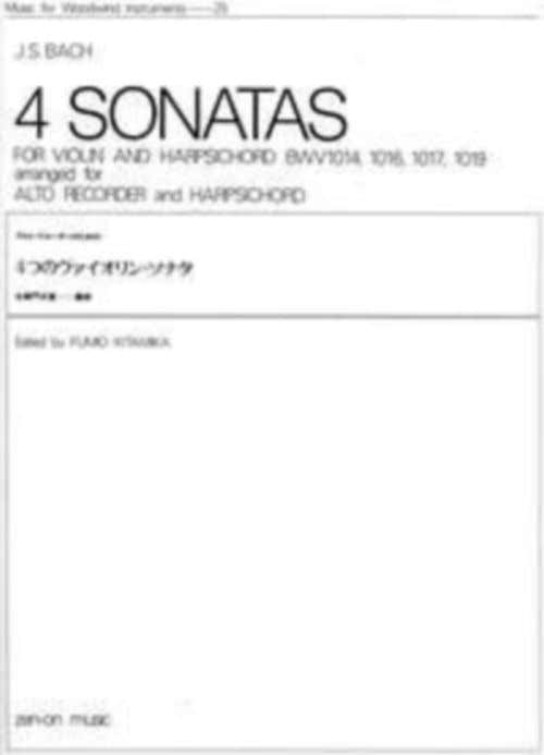BACH J.S. - 4 SONATES BWV 1014 1016 1017 1019 - FLUTE A BEC ALTO ET B.C.