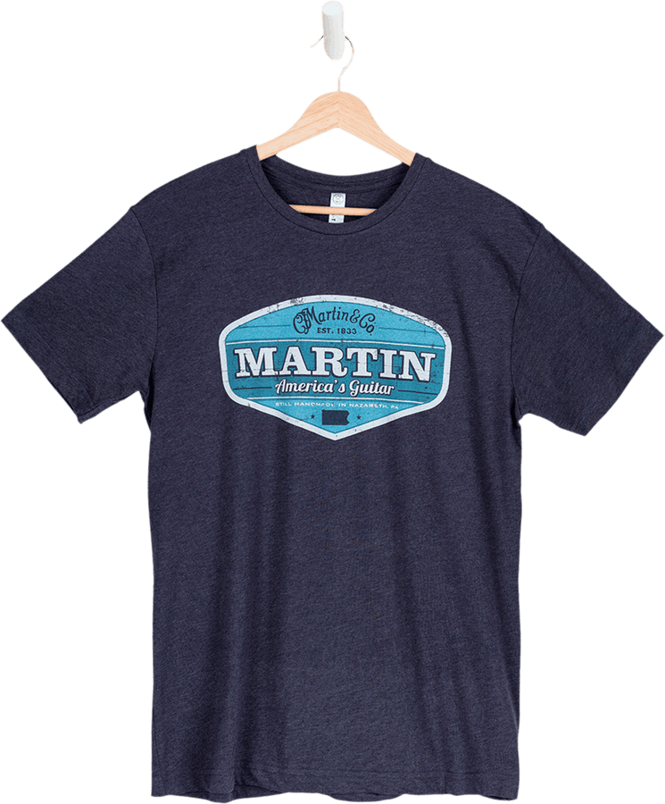 "S" T-Shirt Logo Retro America's Guitar Navy