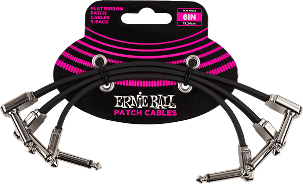 Instrumentkabel Patch Pack von 3 - Abgewinkelt Dünn & Flach - 15 CM