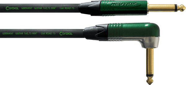 Cable Guitare Jack Droit /Coudé 3 M Vert