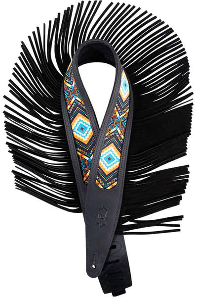 The Outlaw - 6,35cm Cuir Crazy Horse Franges Daim Western - Black