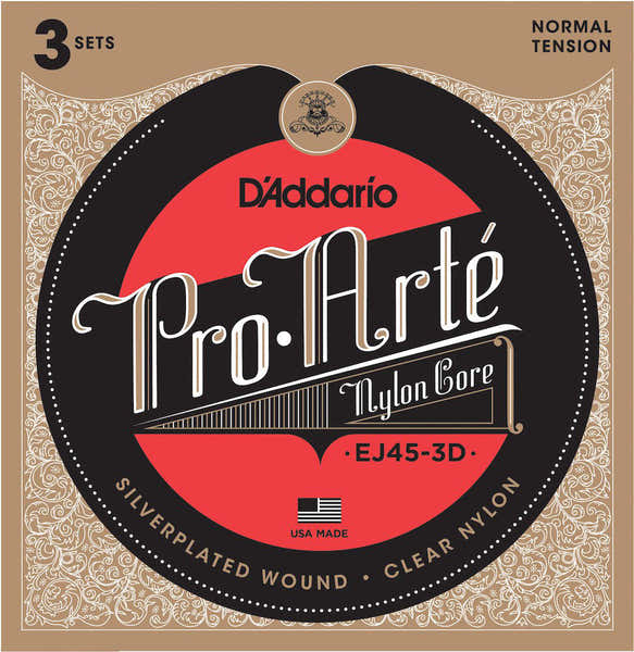D'ADDARIO EJ45-3D PRO-ARTE NYLON CLASSICAL GUITAR STRINGS NORMAL TENSION 3 SETS