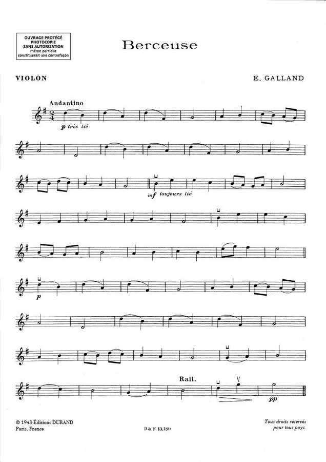 GALLAND - WIEGENLIED - VIOLINE UND KLAVIER