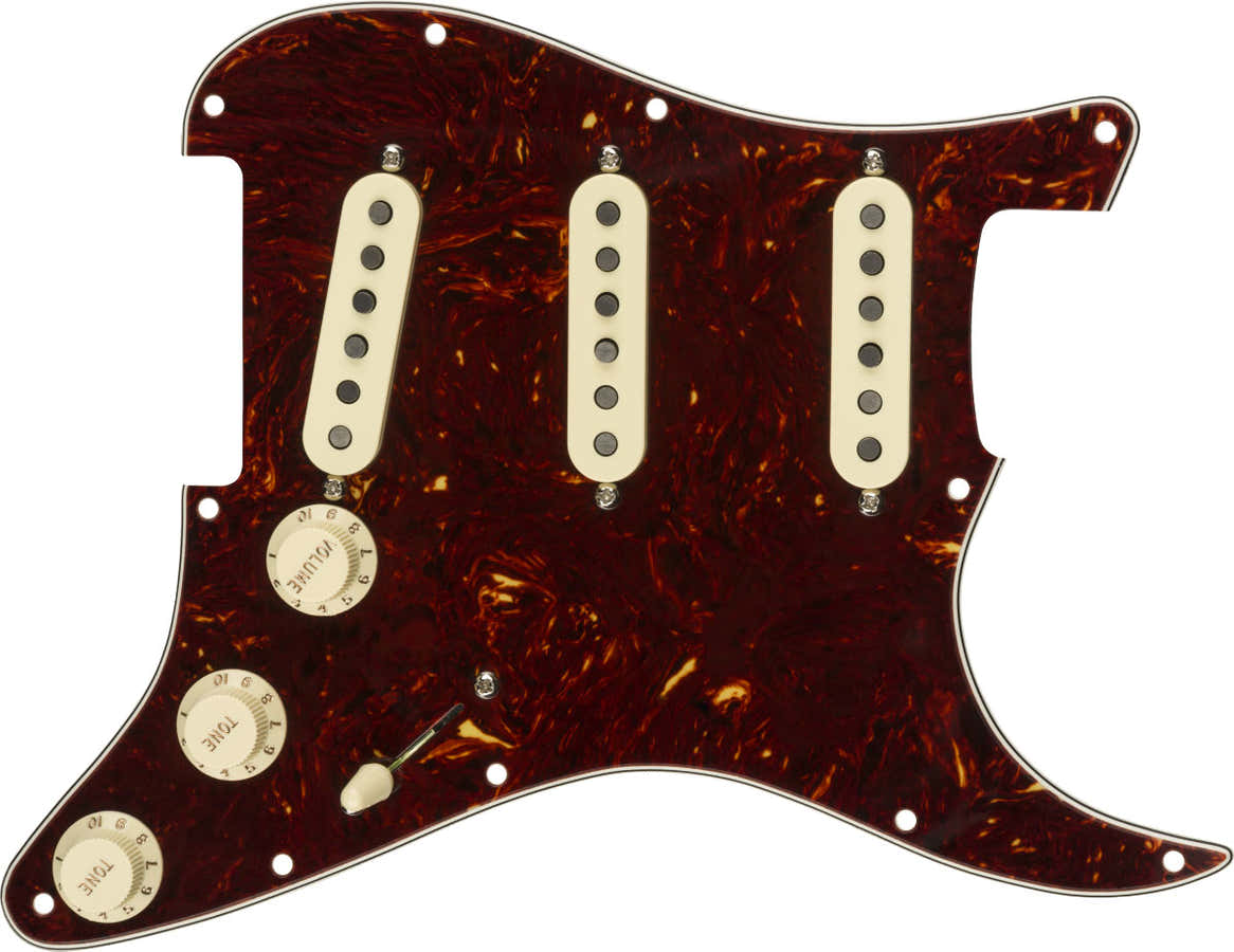 Vorverdrahtetes Strat-Schlagbrett Tex-Mex SSS Schildpatt 11-Loch-PG