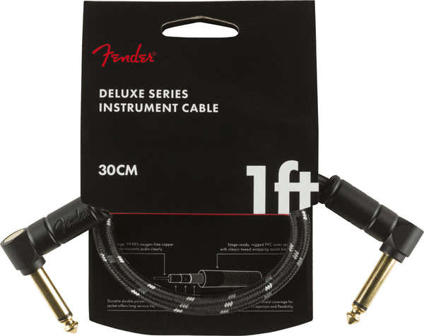 Fender DELUXE INSTRUMENT CABLE ANGLE/ANGLE 1' BLACK TWEED