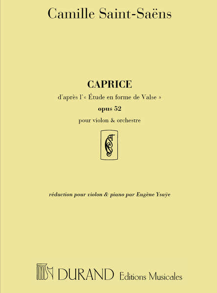 SAINT SAENS C. - CAPRICE OP 52 N 6 - VIOLON ET PIANO
