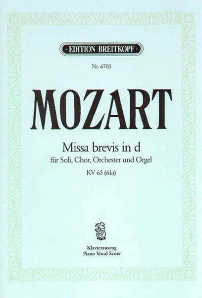 MOZART WOLFGANG AMADEUS - MISSA BREVIS IN D KV 65 - PIANO