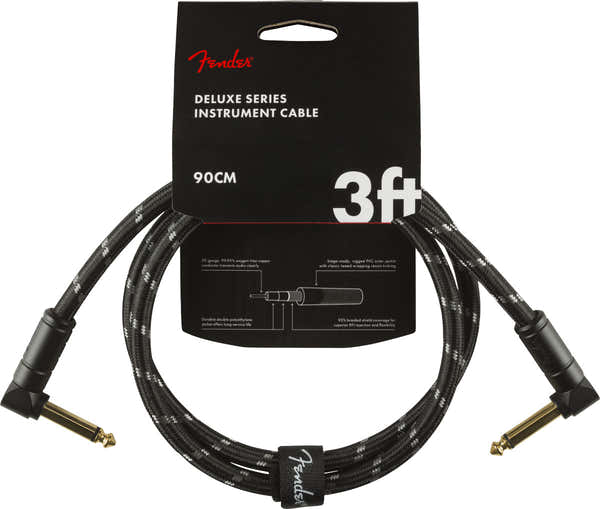 90cm Deluxe Instrument Cable Angle/angle Black Tweed