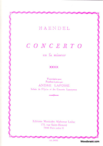 Haendel G. F./lafosse - Concerto En Fa Mineur - Trombone et Piano