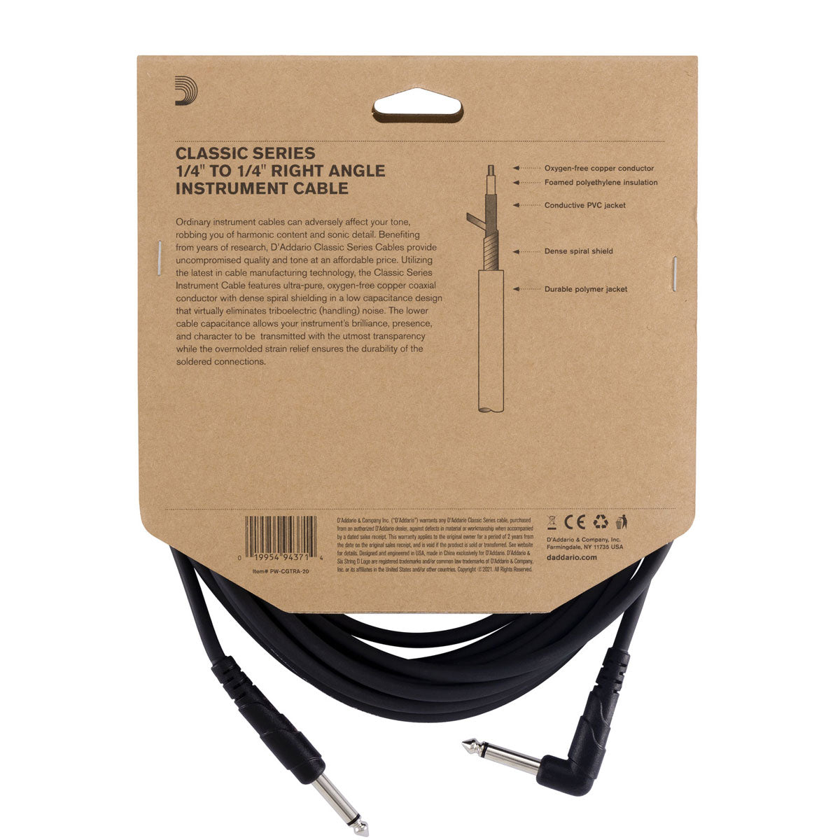 Classic Series Right Angle Plug 20 Feet