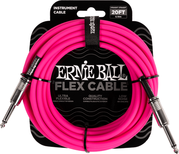 Ernie Ball Instrumentenkabel Flex Jack/jack 6M Rosa