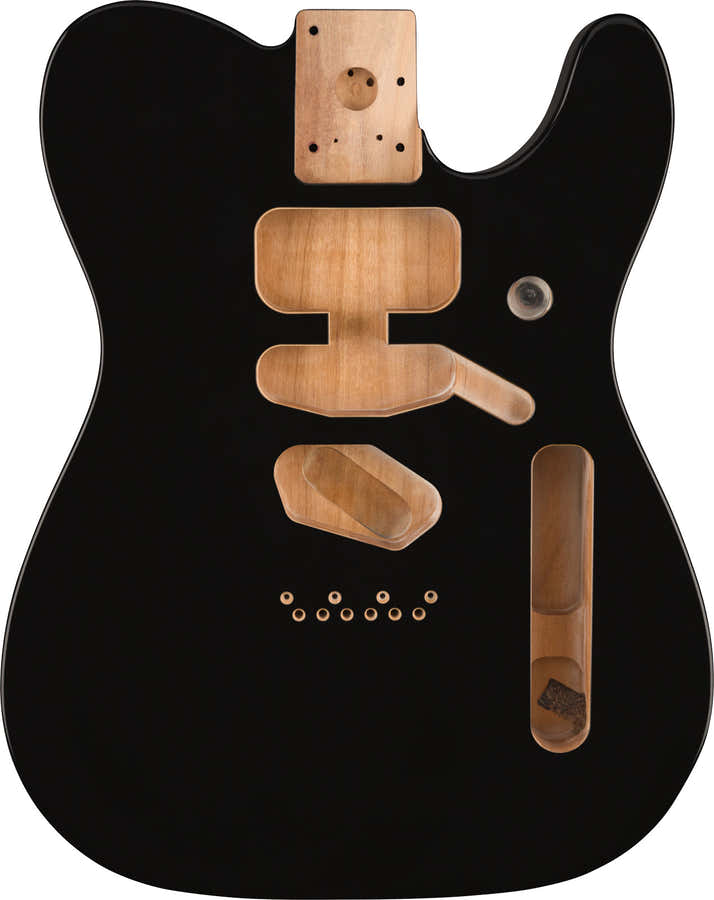 Deluxe Telecaster SSH Korpus aus Erle, moderne Stegmontage, Schwarz