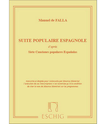 DE FALLA M. - SUITE POPULAIRE ESPAGNOLE - VIOLONCELLE ET PIANO