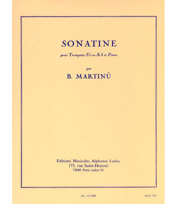 Martinu B.- Sonatine - Trompette Ut Ou Sib et Piano