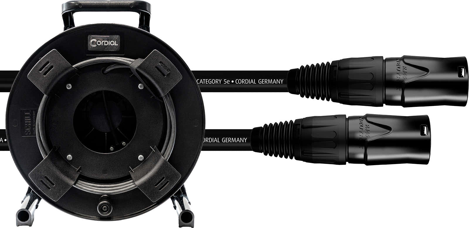 CORDIAL CAT 5E - S/UTP Stecker NE8MXB1 / HIROSE RJ45 / Kabeltrommel 50 m