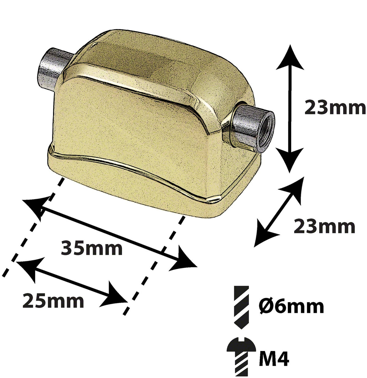 L17SD-BR - Blocchetto per Rullante - 25mm Dorato (X1)