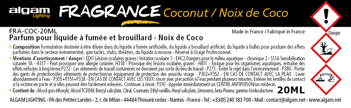 Parfum pour Liquide à Fumée et Brouillard Noix de Coco 20ML