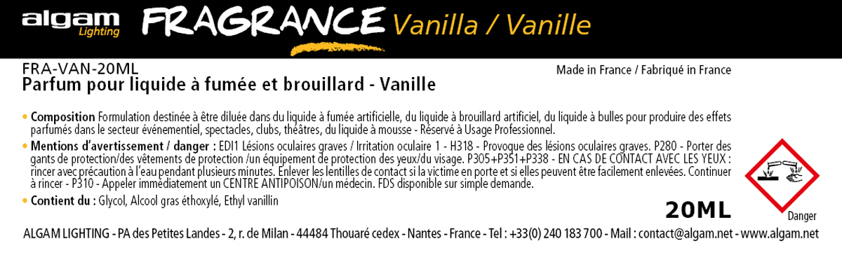 Parfum pour Liquide à Fumée et Brouillard Vanille 20ML