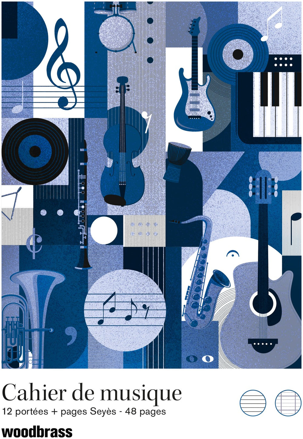 Woodbrass Cahier de musique 12 Portées + pages Seyes - 48 pages
