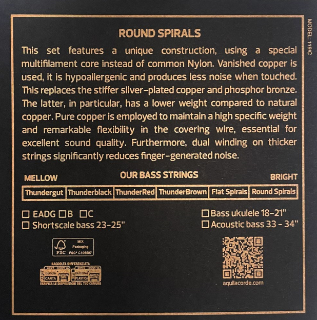 310U Jeu de 4 cordes Round Spirals pour basse shortscale