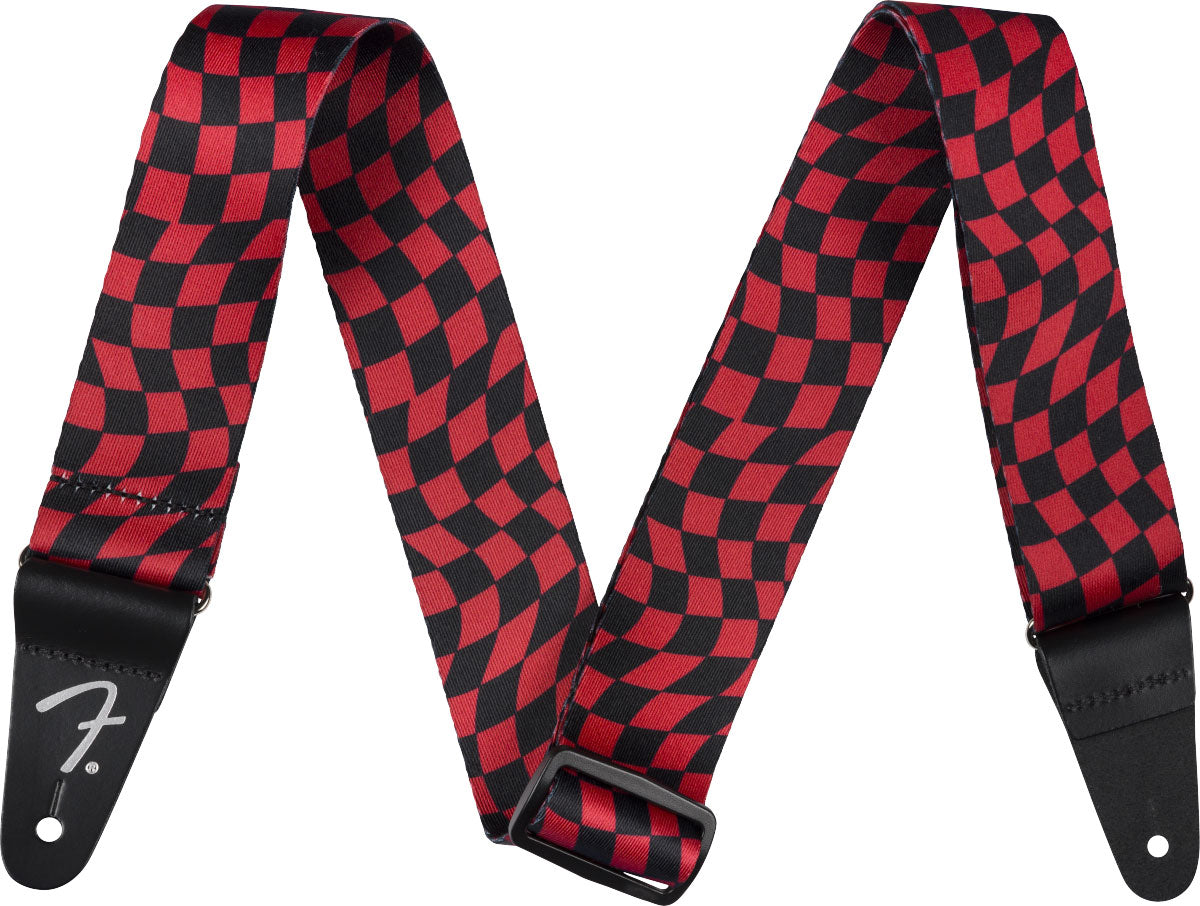 Wavy Checkerboard Polyester Strap Red