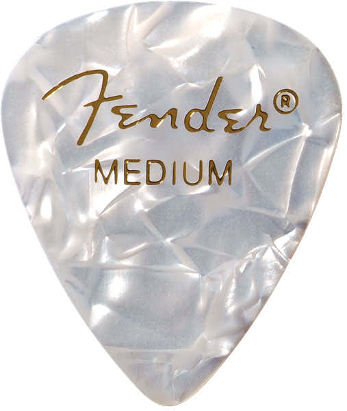 Fender Premium Zelluloid 351-Form Plektren Medium White Moto 12er-Pack