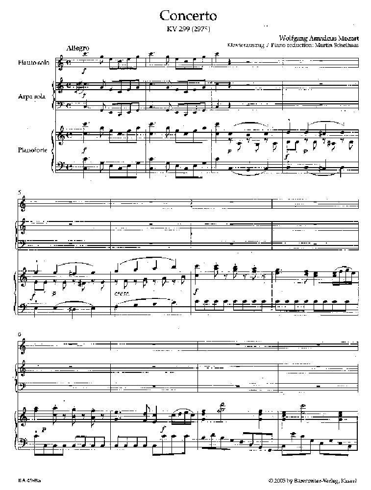 Moz W.A. - Concerto In C Major Pour Flute He Orchestre Kv 299 - Reduction Piano