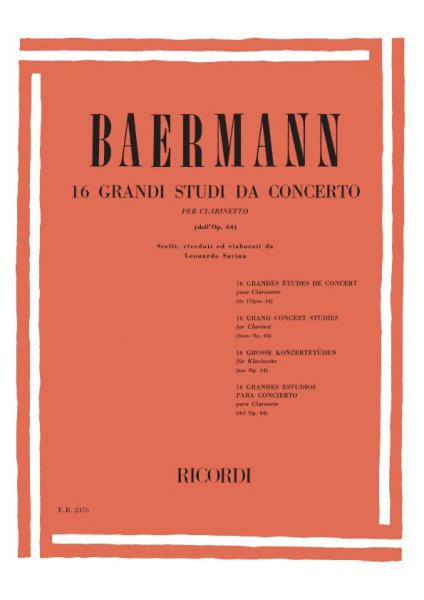 BAERMANN K. - 16 GRANDI STUDI DA CONCERTO - CLARINETTE