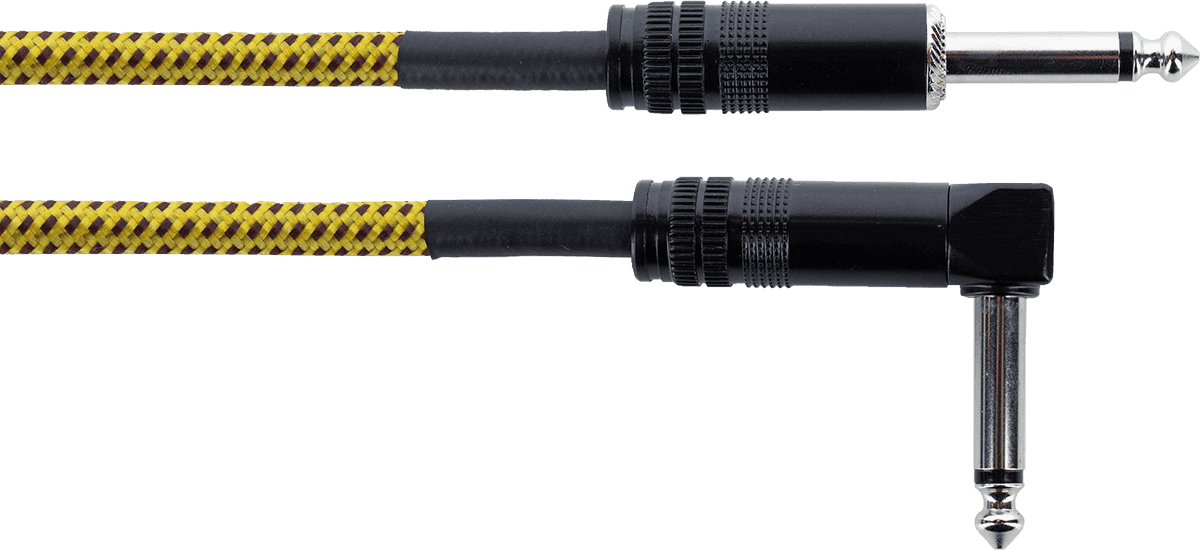 Cable Guitare Jack Droit /Coudé 3 M Tweed Jaune