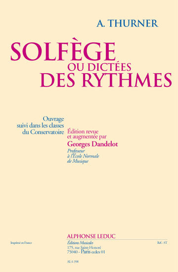 Thurner - Solfege Ou Dictees Des Rythmes