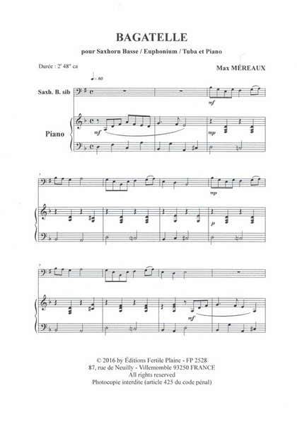 Mereaux Max - Bagatelle - Tuba & Piano