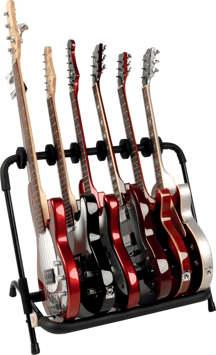 GS350BB 6-GUITAR STAND WITH ADJUSTABLE DIVIDERS BLACK